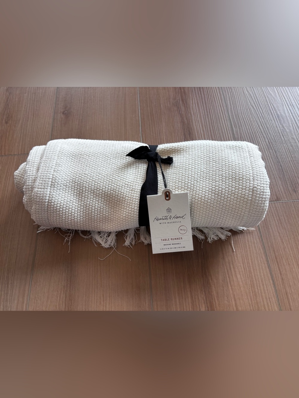 NEW Hearth & Hand Waffle Weave Fringe Table Runner